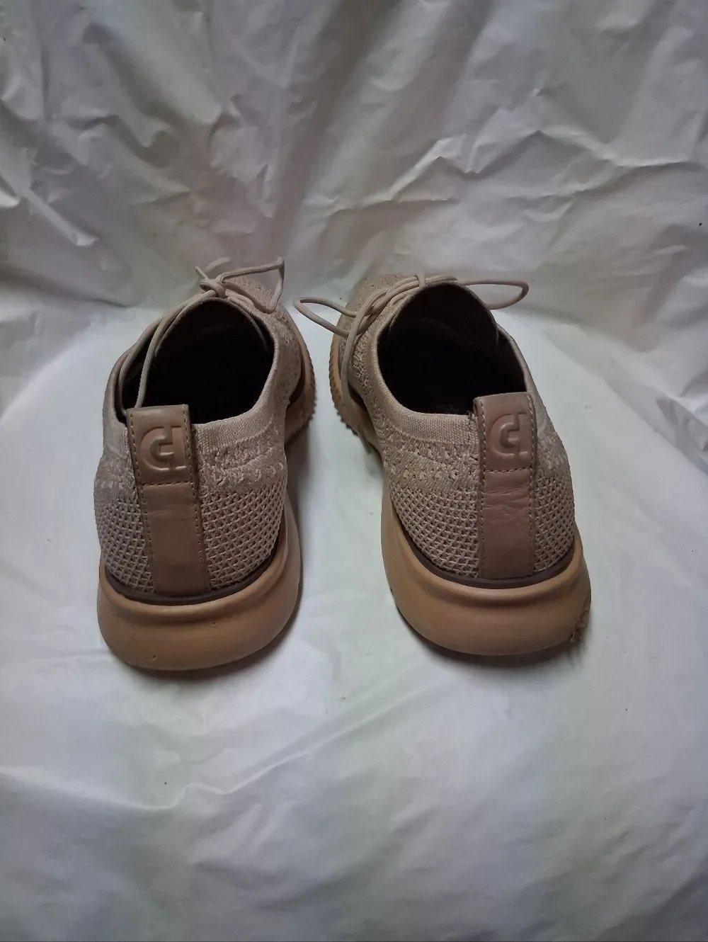 Cole Haan Men's Knit Lace-Up Casual Shoes - Beige Sz 9M Preowned